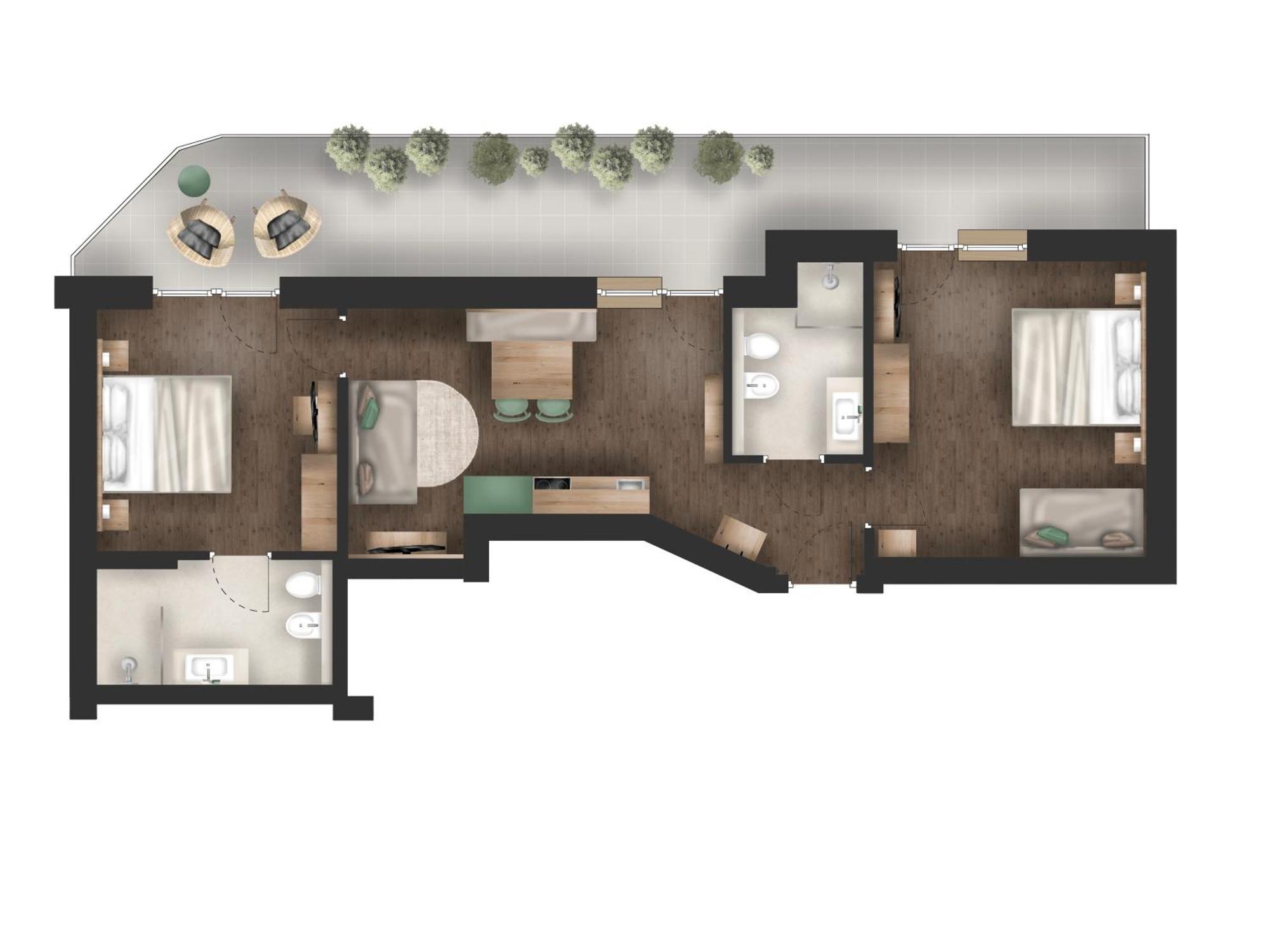 Appartamento con 2 Camere da Letto e Balcone